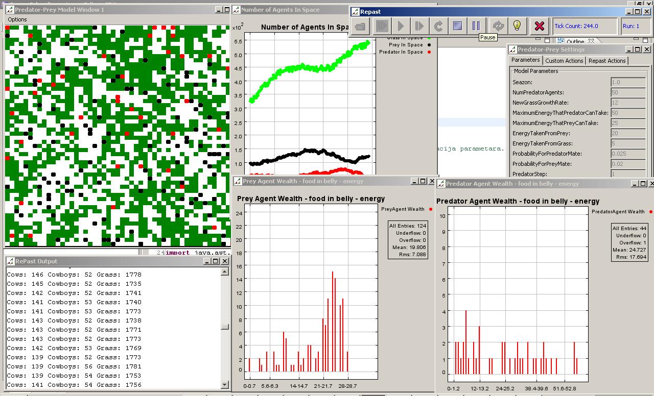 REPAST multi agent predator prey simulation